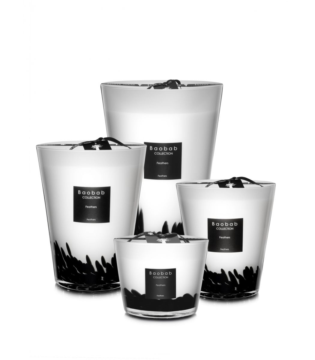 BAOBAB CANDLE BLACK FEATHERS (Available in 3 Sizes)