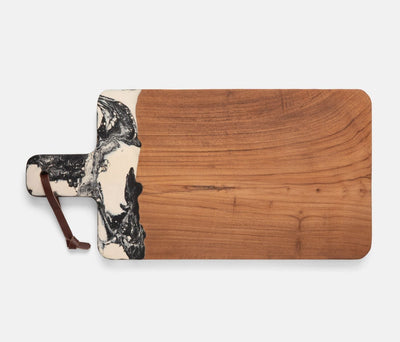 SERVING BOARD BLACK/NATURAL TEAK