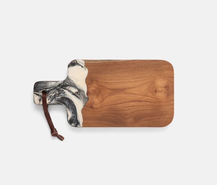 SERVING BOARD BLACK/NATURAL TEAK