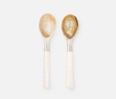 SET/2 SERVING SPOONS MIXED NATURAL #54645
