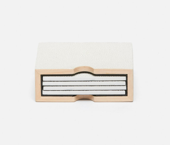 SET/4 COASTERS WHITE SHAGREEN #54637