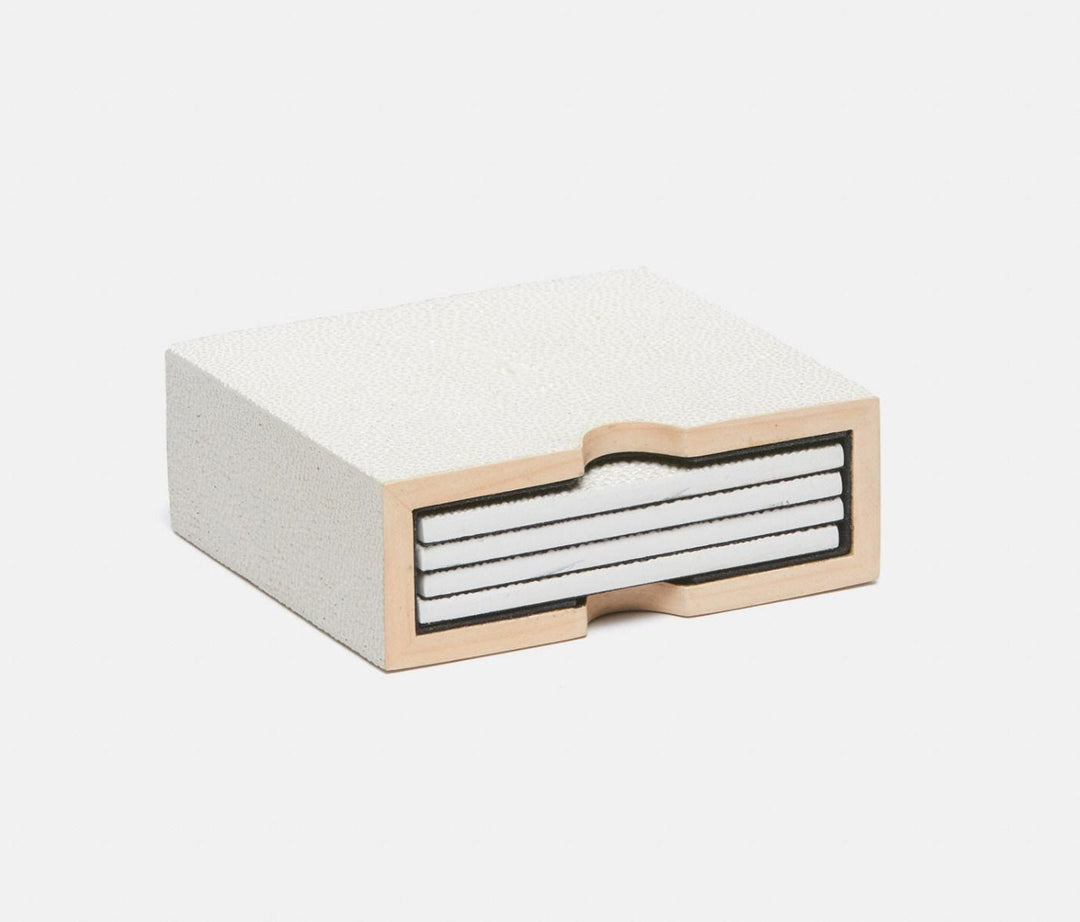 SET/4 COASTERS WHITE SHAGREEN #54637