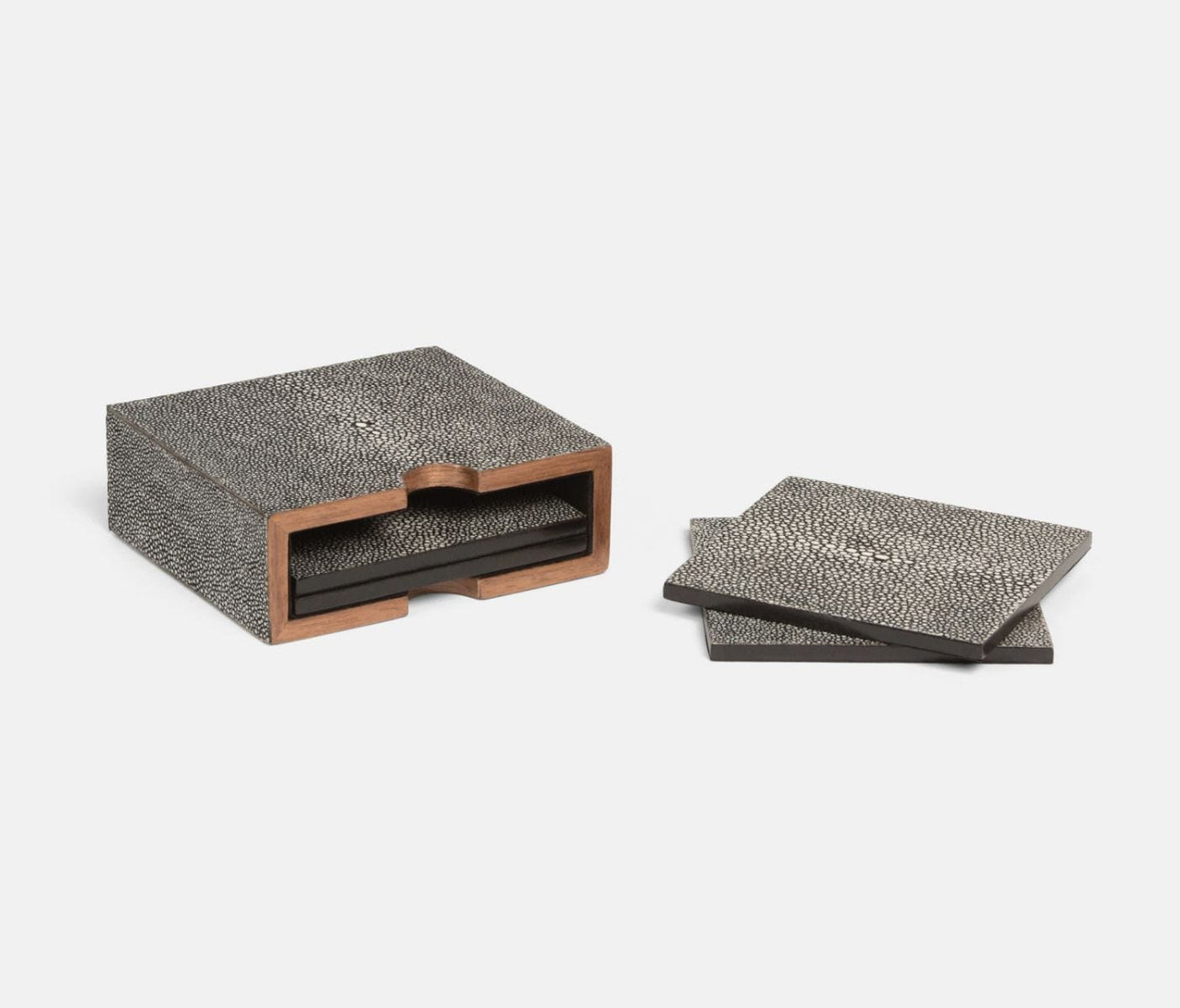 COASTERS COOL GRAY FAUX SHAGREEN - SET OF 4