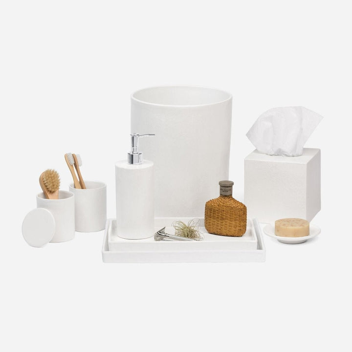 BATH COLLECTION WHITE BURLAP CERAMIC