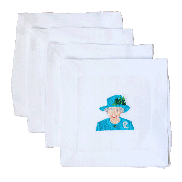 NAPKIN COCKTAIL LINEN QUEEN ELIZABETH S/4 #41727