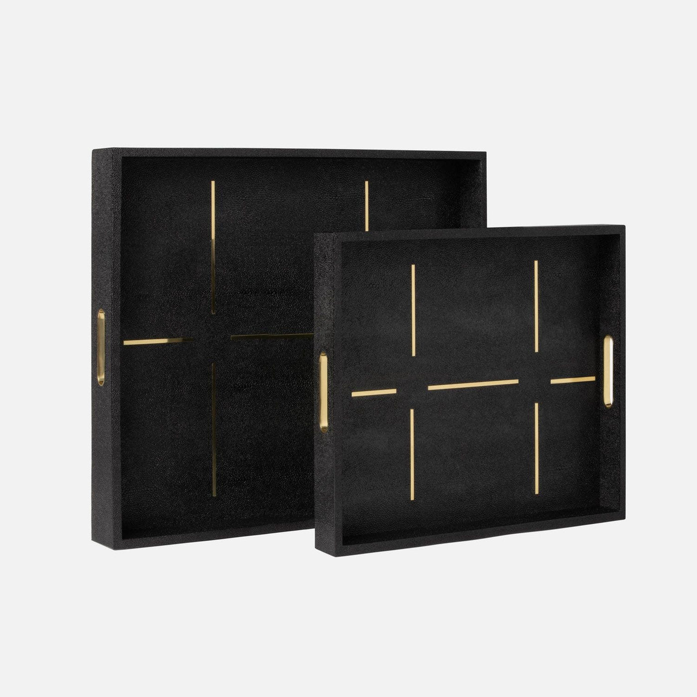 TRAY BLACK FAUX SHAGREEN SQUARE (Available in 2 Sizes)