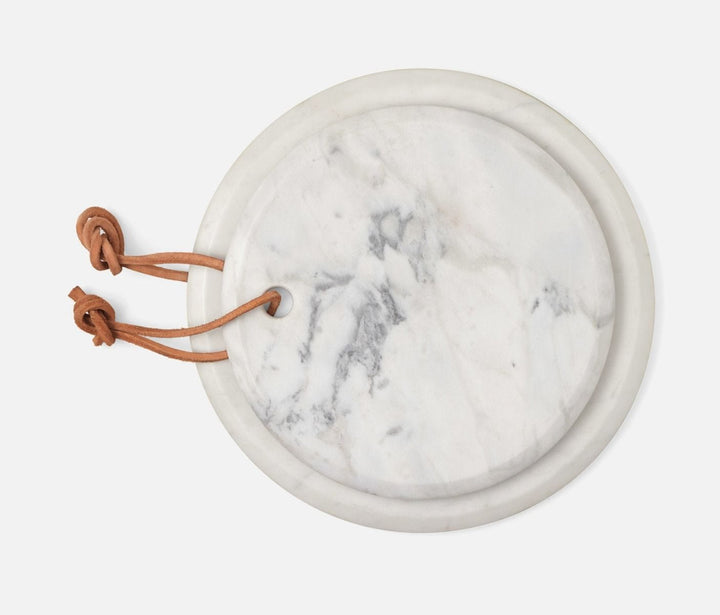 SERVING BOARD WHITE MARBLE ROUND