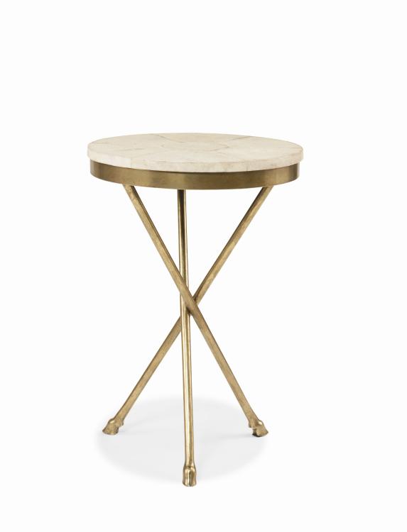 SIDE TABLE BRONZE BASE & SHAGREEN TOP ROUND