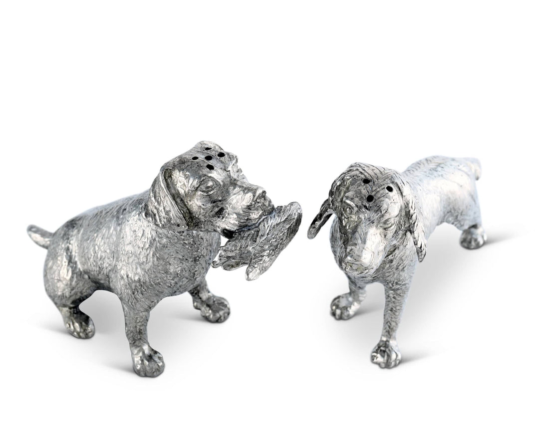 SALT & PEPPER SHAKERS PEWTER HUNTING SPANIELS