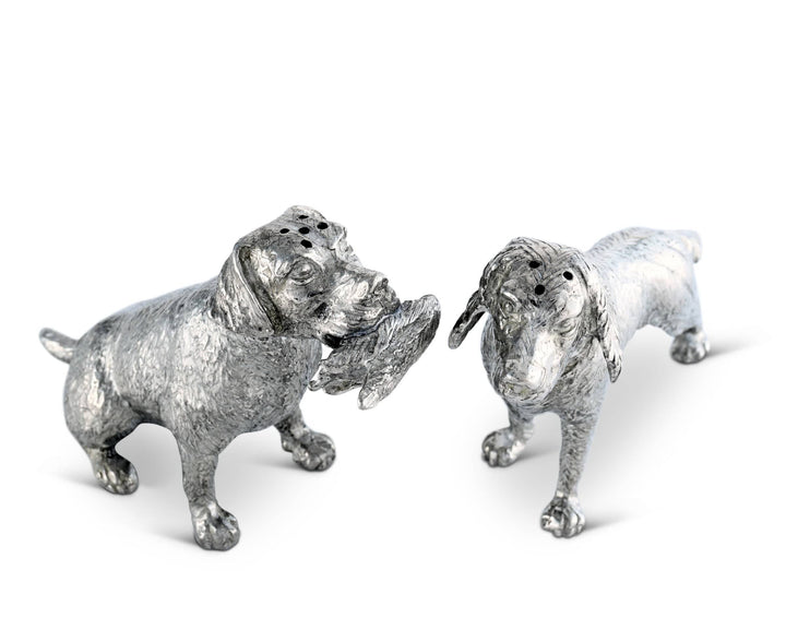 SALT & PEPPER SHAKERS PEWTER HUNTING SPANIELS
