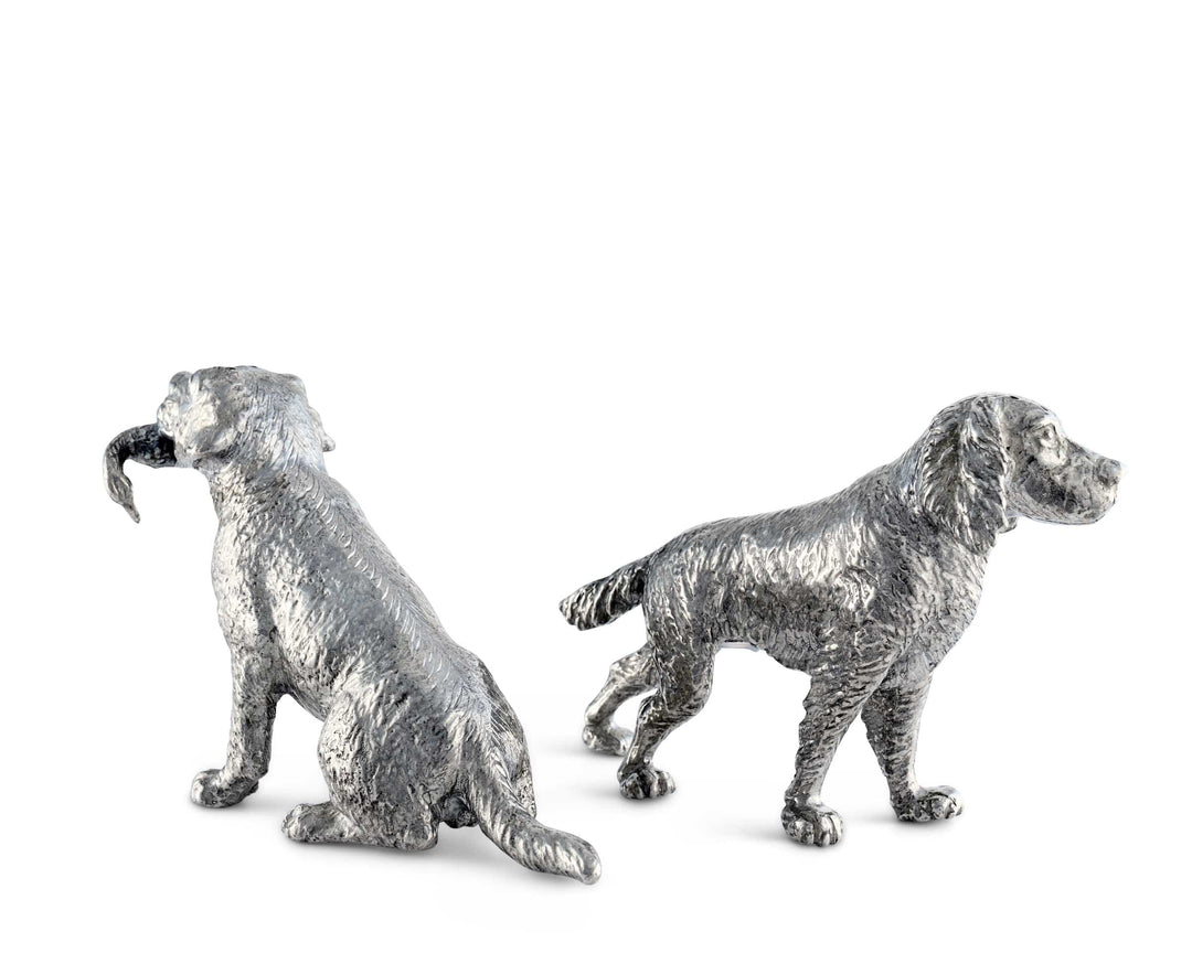 SALT & PEPPER SHAKERS PEWTER HUNTING SPANIELS