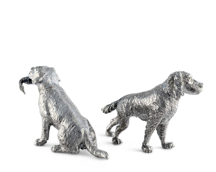 SALT & PEPPER SHAKERS PEWTER HUNTING SPANIELS