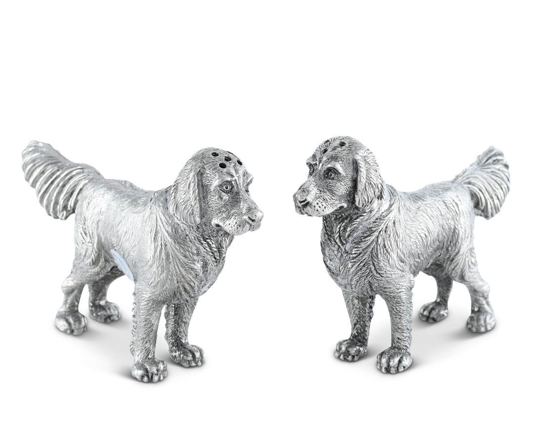 SALT & PEPPER SHAKERS PEWTER RETRIEVER