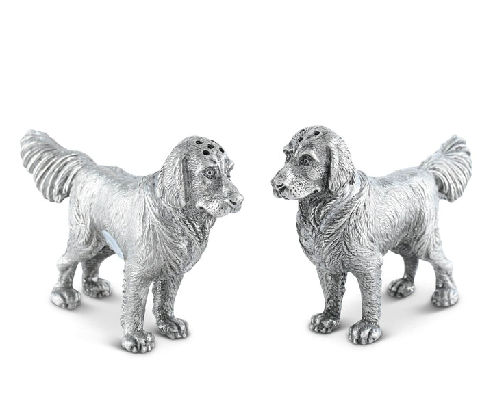 SALT & PEPPER SHAKERS PEWTER RETRIEVER
