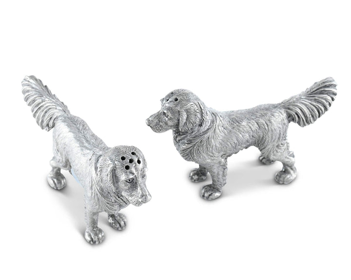 SALT & PEPPER SHAKERS PEWTER RETRIEVER