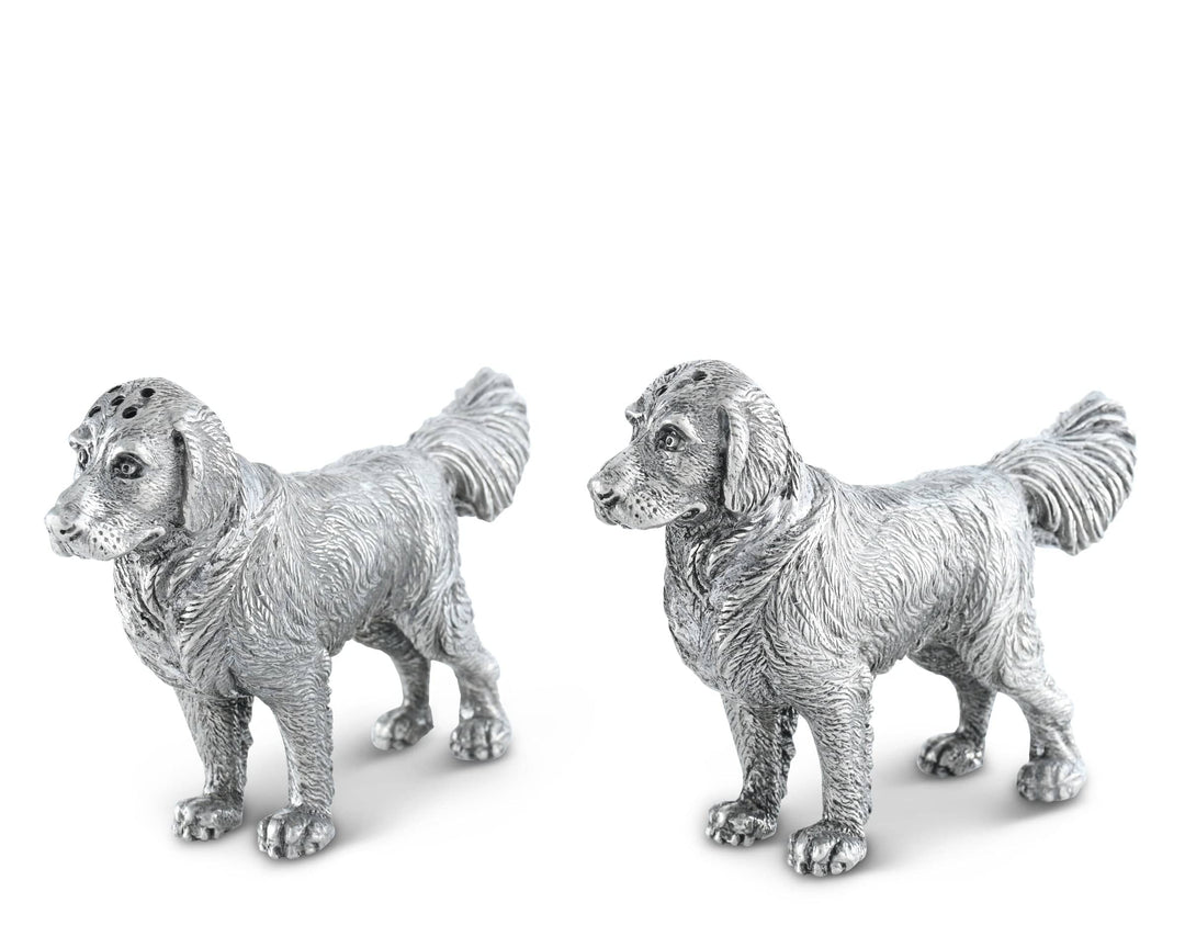 SALT & PEPPER SHAKERS PEWTER RETRIEVER