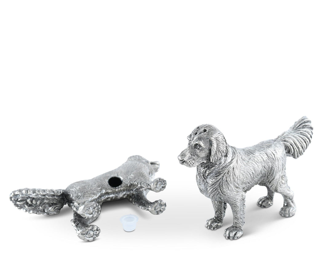 SALT & PEPPER SHAKERS PEWTER RETRIEVER