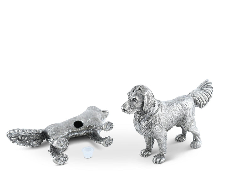 SALT & PEPPER SHAKERS PEWTER RETRIEVER